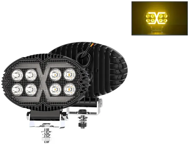 Universelle, leistungsstarke LED‐Diodenlampe/Halogenscheinwerfer mit weißem Licht und gelbem DRL (Tagfahrlicht), 4000 Lumen, für