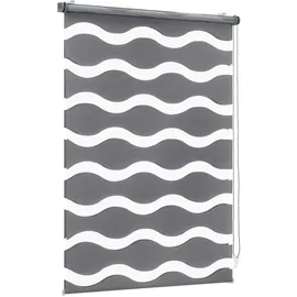 Sekey Doppelrollo Wellen 130 x 130 cm Dunkelgrau