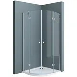 doporro Duschkabine 80x80 viertelkreis Dusche Duschabtrennung inkl. flache-Duschwanne ESG-Sicherheitsglas Klarglas Easy-clean-beschichtung Ravenna02k