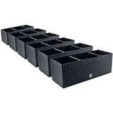 6X Blumenkasten Blumentopf Rattan-Optik Pflanztopf Balkonkasten Anthrazit