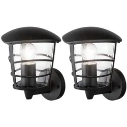 2er Set Wand Laterne Fassaden Beleuchtung ALU Terrassen Lampe schwarz im Set inkl. LED Leuchtmittel