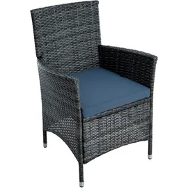 Estexo Polyrattan Sitzgruppe Essgruppe Gartenmöbel Set 6 Per. Gartenset Anthrazit-Grau