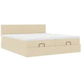 vidaXL Ottoman-Bett mit Matratzen Creme 200x200 cm Stoff