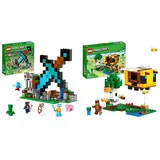 LEGO 21244 Minecraft Der Schwert-Außenposten Set, Spielzeug mit Creeper, Soldat & 21241 Minecraft Das Bienenhäuschen, Ostergeschenk Farm-Spielzeug mit baubarem Haus, Osterdeko Baby-Zombie