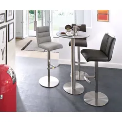 Bartisch MCA FURNITURE "Zarina", grau (hellgrau, edelstahl, hellgrau), B:65cm H:105cm T:65cm, Tische, Bartisch mit Glaskeramik Tischplatte mit Edelstahl Gestell