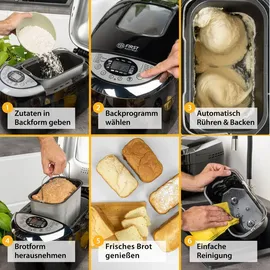 First Austria TZS First Austria - Brotbackautomat FA-5152-3-BA, 12 Programme, Kunststoff, bis 1250g, Schwarz
