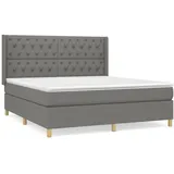 vidaXL Boxspringbett mit Matratze Dunkelgrau 160x200 cm Stoff