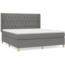 vidaXL Boxspringbett mit Matratze Dunkelgrau 160x200 cm Stoff