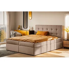 Kaiser Möbel Boxbett, Beige H3, 140x200 cm Schlafzimmer, Betten, Boxspringbetten
