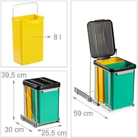 Relaxdays Einbaumülleimer 8 l Schwarz