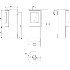 Kratki Kaminofen aus Stahl SVEN Ø 150 7 kW mit Türfeder