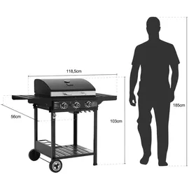 Royal Gourmet Gasgrill 3 Brenner schwarz
