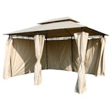 Lex XXL Metall Pavillon Doppeldach 3x4 m wasserdicht Gartenpavillon Seitenteile taupe : Taupe