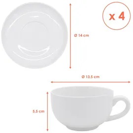 Spetebo Cappuccino Tasse 0,2 l Weiß 4 St.