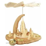 Pyramide mit Rehe Teelicht und Kerze 25cm NEU  Tischpyramide Erzgebirge Holz