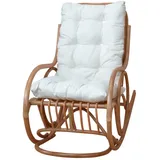 Mid.you Schaukelstuhl, Honig, Holz, Rattan, massiv, Uni, Füllung: Vlies, 62x97x118 cm, Schaukelfunktion, Wohnzimmer, Sessel, Schaukelstühle