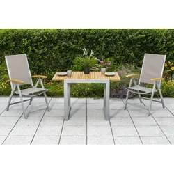 MERXX Gartenmöbelset »Naxos«, Textil, 3-teilig - silberfarben | grau