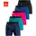 AUTHENTIC LE JOGGER Langer Boxer AUTHENTIC LE JOGGER, Herren, Gr. L/6, 5 Stk., bunt (navy, türkis, pink, blau, schwarz), Jersey, Obermaterial: 95% Baumwolle, 5% Elasthan, unifarben, Unterhosen, mit zweifarbigem Webbund und längerem Bein