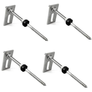 Offgridtec 4 Stk. Offgridtec© Stockschraube M10x200 Edelstahl höhenverstellbar inkl. Adapterblech EPDM Gummidichtung