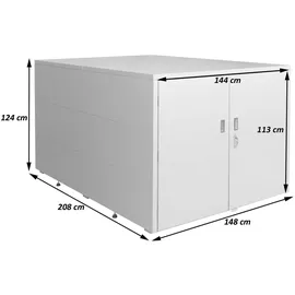 MCW Fahrradgarage, Fahrradunterstand, Metall, 124x148x208 cm, hellgrau