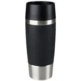 Tefal Emsa K30811 Travel Mug Thermobecher | 0,36 L | Quick Press Verschluss | PP | spülmaschinenfest | 100% dicht | 360° rundum trinken | Edelstahl/Schwarz