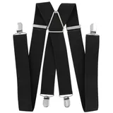 axy Hosenträger Herren Hosenträger 4 Stabile Clips X-Form 3,5cm Breit verstellbar und elastisch 120cm Lang schwarz