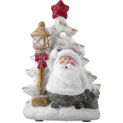 LED Weihnachtsdeko Batterie Weihnachtsfiguren beleuchtet Fenster, Weihnachtsmann mit Baum, LxBxH 14,5x12x22 cm