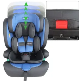 XOMAX Kindersitz ISOFIX I mitwachsend I 9-36 kg, 15 Monate - 12 Jahre, Gruppe 1/2/3 I 5-Punkt-Gurt und 3-Punkt-Gurt I Bezug abnehmbar und waschbar I ECE R129 I anthrazit-blau
