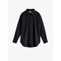 bonprix Oversized Hemd mit Knopfleiste aus reiner Baumwolle, schwarz, 46, 100% Baumwolle