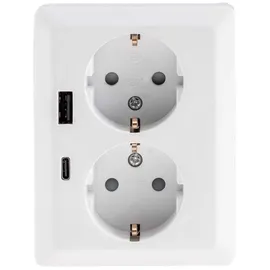 ChiliTec MILOS Schutzkontakt-Steckdose 2-fach 2in1, USB-A+C/PD, 16A/250V, weiß