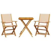 vidaXL 3-tlg. Bistro-Set Beige Stoff und Massivholz