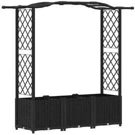 vidaXL Hochbeet mit Rankgitter und Dach 164 x 40 x 142 cm Schwarz