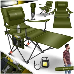 KESSER® Campingliege Campingstuhl 2in1 bis 160kg   Feldbett klappbar   Campingbett faltbar extra breit   Campinglicht & Getränkehalter + Aufbewahrungstasche & Transporttasche   Angelliege verstellbar
