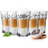 Sendez Latte-Macchiato-Glas 6 Kaffeegläser 300ml Latte Macchiato Gläser Teeggläser Cocktailgläser Caipirinha, Ohne Löffel