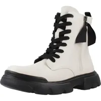 GEOX J Junette G Ankle Boot, LT Ivory/Black, 32