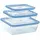 Pyrex Pyrex Zero Kunststoff-Vorratsgläser, rechteckig, Borosilikatglas, Glasdeckel, ofenfest (1 x 0,8 l + 1 x 1,5 l + 1 x 2,6 l) - Transparent