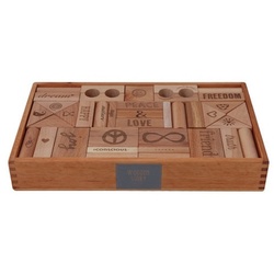 Woodenstory Spielbauklötze Love & Peace 72 Holzklötze XL natur Holzspielzeug