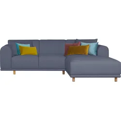 Ecksofa ANDAS "Maroon L-Form", blau, B:285cm H:82cm T:191cm, Struktur (100% Polyester), Struktur grob ( 100% POLYPROPYLEN, Struktur fein ( 100% Polyester), Sofas, in skandinavischem Design, mit losen Kissen