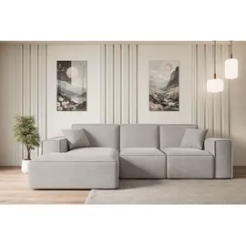 altdecor Ecksofa, Ottomane links, SERRA-L - 266x169x80 cm Hellbraun Velours