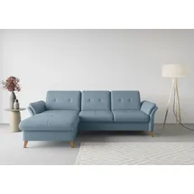 sit&more Ecksofa SIT & MORE "Göteborg", blau (eisblau), B:268cm H:90cm T:176cm, Sofas, Ecksofa, Sitztiefenverstellung und Federkern, wahlweise mit Bettfunktion