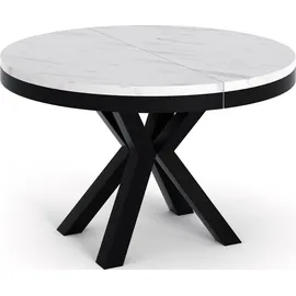 WFL GROUP Runder Ausziehbarer Esstisch 120 cm x 76 cm weiß