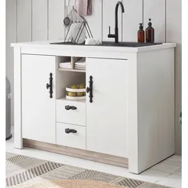 furn.design Unterschrank Küchenschrank 129 x 92 x 60 cm Weiß
