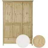 Massivholz »Solvita« Kleiderschrank 3-türig Kiefer weiß