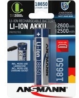 Li-Ion Akku 18650 2600 mAh mit Micro-USB Ladebuchse - 18650, 1 Stück