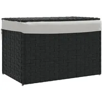 VidaXL Wäschekorb mit Deckel Schwarz 55,5x35x34 cm Poly Rattan