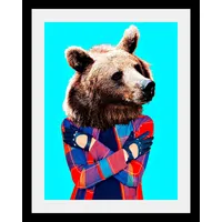 Queence Bild QUEENCE "Bär", bunt (farbe rahmen: schwarz, farbe bild(er): bunt), B:50cm H:70cm T:3cm, Acrylglas, Holz, Papier, Bilder, Bild, HD Premium Poster-Druck inkl. Holzrahmen