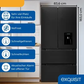 Exquisit FD490-160-WS-202E French Door (506 l, 1830 mm hoch, Silber)