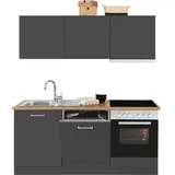 kochstation Küchenzeile »KS-Kehl«, mit E-Geräten, Breite 180 cm, inkl. Geschirrspülmaschine, grau