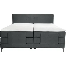 Alina Boxspringbett ALINA "Powell", grau (dunkelgrau gcp 129), B:192cm L:212cm, Chenille GCP (100% Polyester), Komplettbetten, Boxspringbett, inkl. Motor, Matratze und Topper, in unterschiedlichen Ausführungen