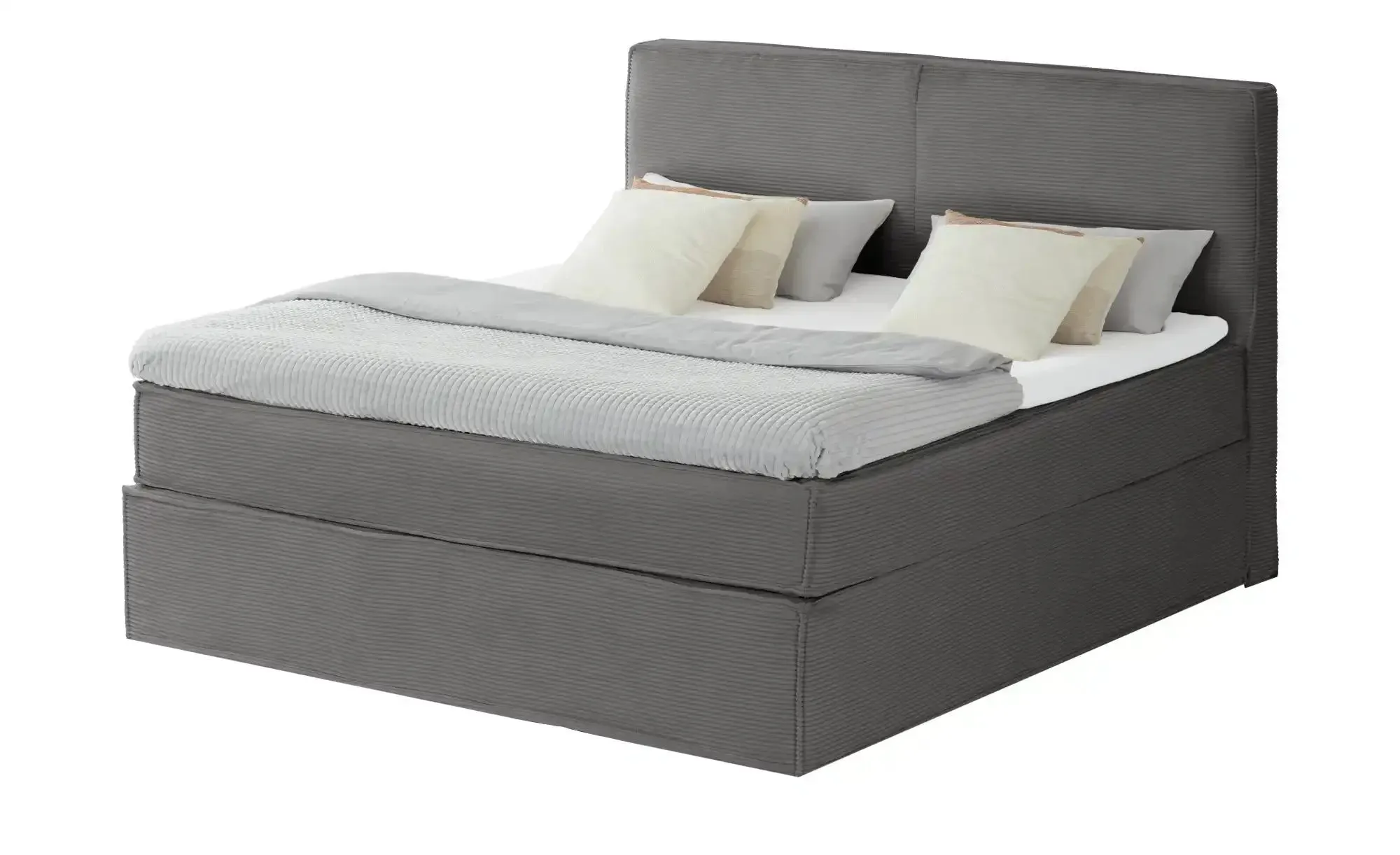 Boxi Boxspringbett mit trendigem Keder Boxi , grau , Maße (cm): B: 160 H: 125